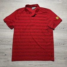 Puma Ferrari Scuderia Logo Print Polo Shirt Large Red F1 Racing Formula 1