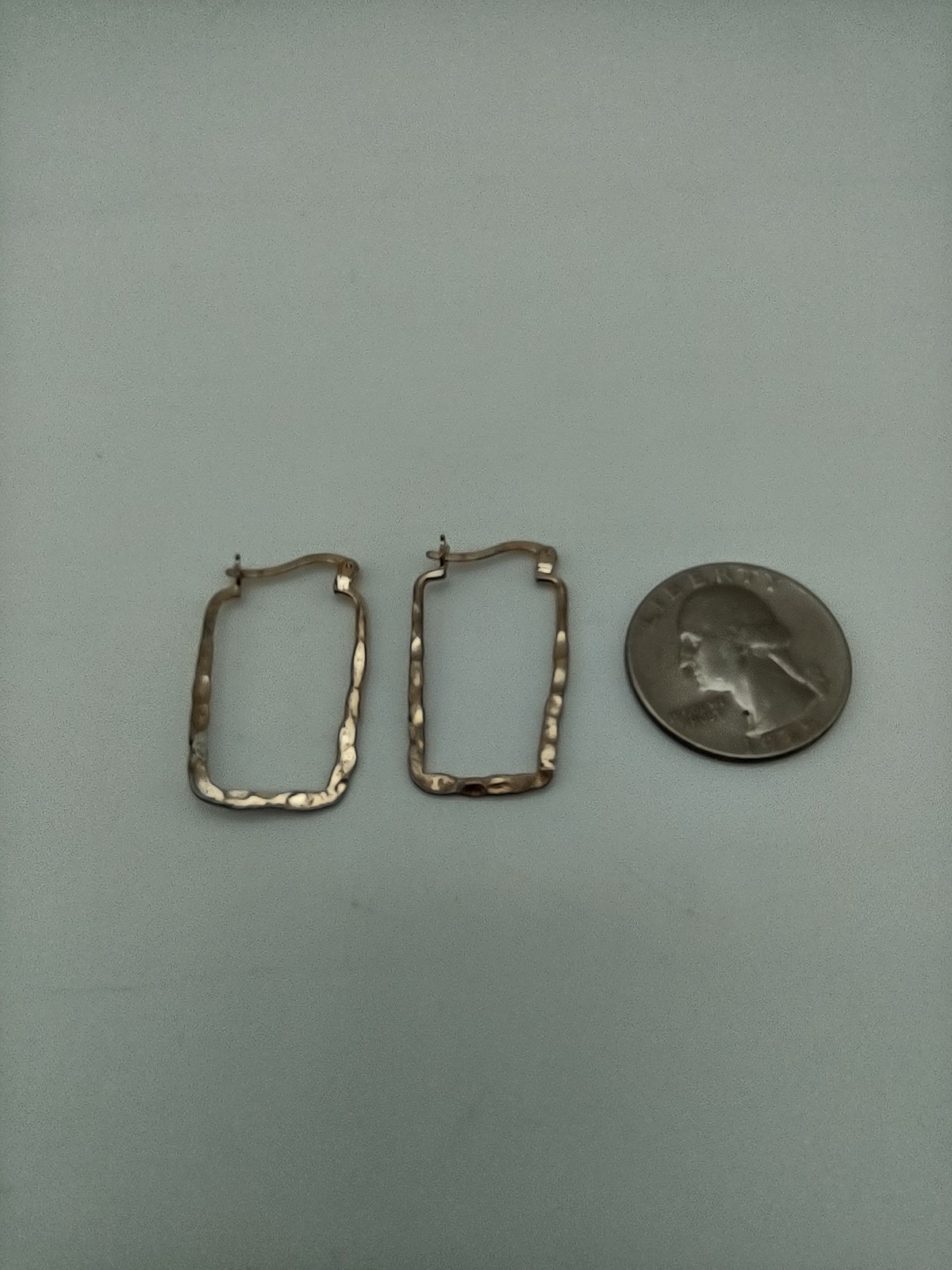 IBB Sterling Silver Hammered Rectangular Hoop Ear… - image 4