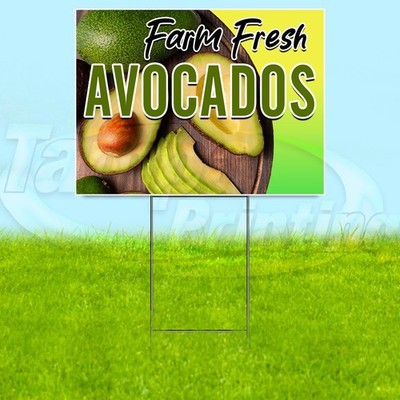 FARM FRESH AVOCADOS 18x24 Yard Sign Plastic Corrugated WITH STAKE USA YS08039