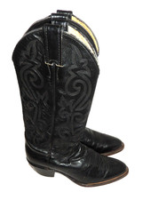 Vintage Justin Western Cowgirl Boots Black Women's 6 B Pointed Toe