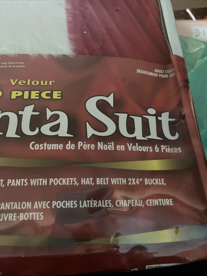 Disfraz de traje de Papá Noel vintage de terciopelo de 6 piezas talla XL, chaqueta, pantalones, sombrero, guantes de cinturón Foto 3 de 4