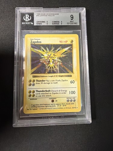 Zapdos (Shadowless) graded BGS 9 for sale on eBay