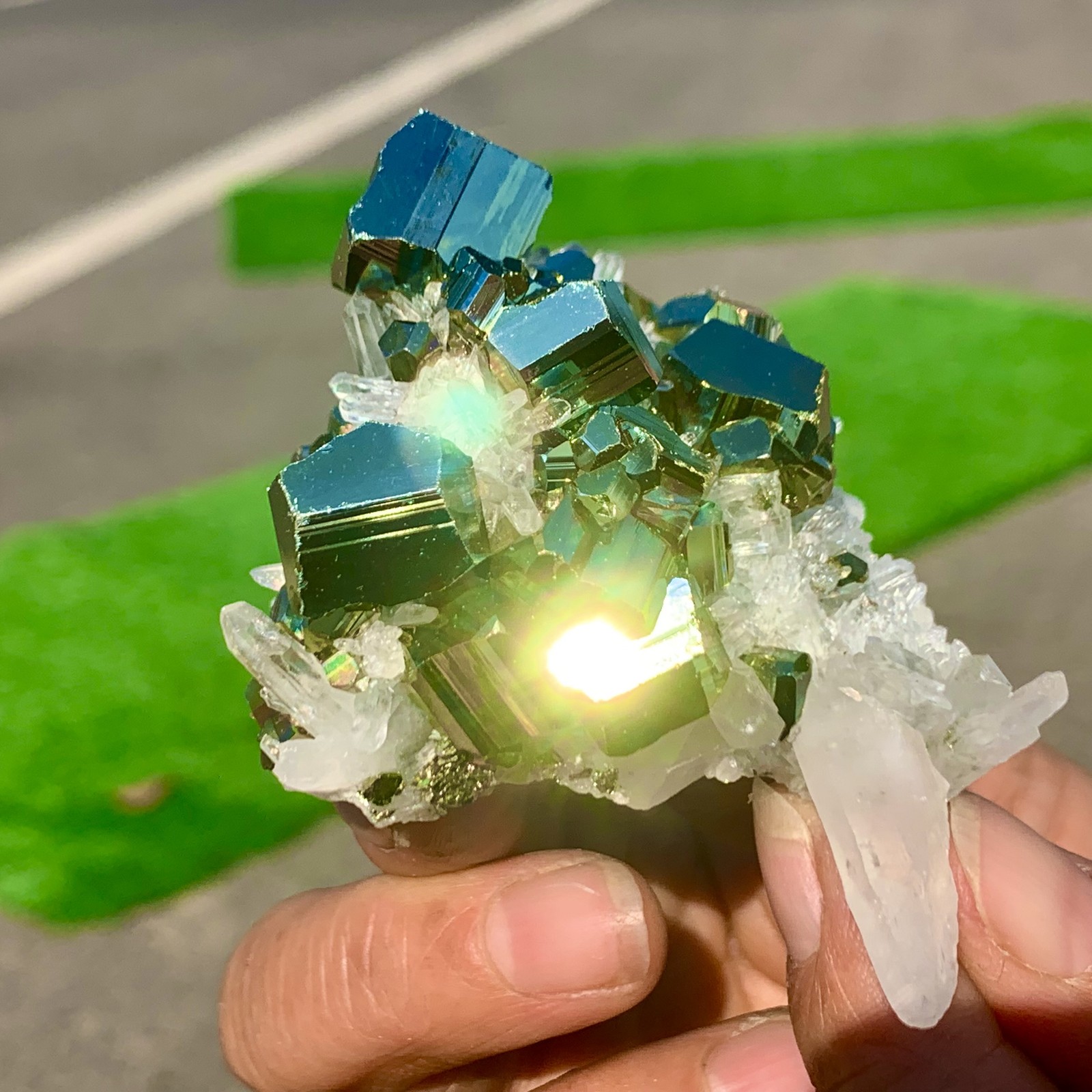 133G Natural colorful chalcopyrite clear Cluster coexisting crystal mineral