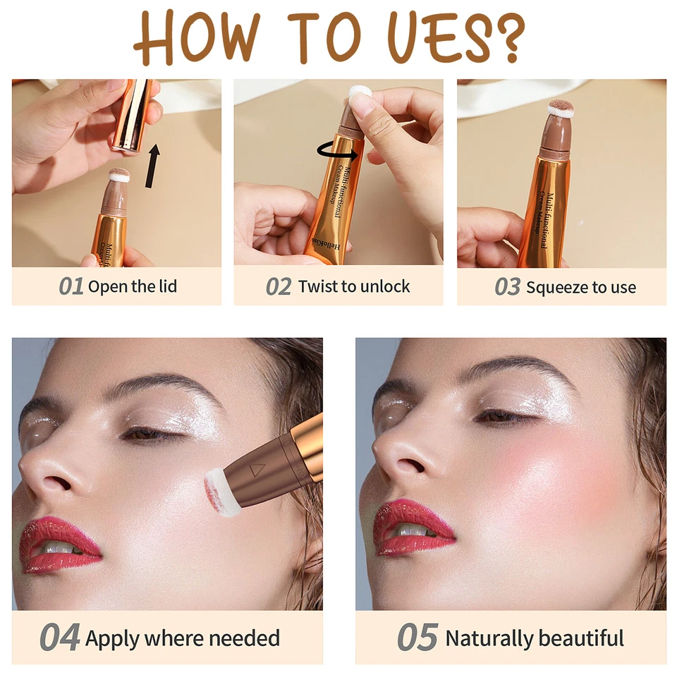 3 Colors Multiple Liquid Blush Contour Stick Highlighter Beauty Wand Bronzer Set - Image 3 of 4