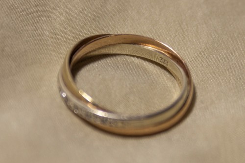 Vintage Echt Gold Ring 333 8kt Bandring Tricolor Diamanten Brillianten Roségold - Bild 6 von 17