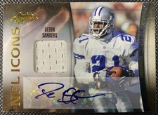 2010 Panini Absolute Memorabilia Deion Sanders Gold NFL Icons Patch Auto /25 #9 