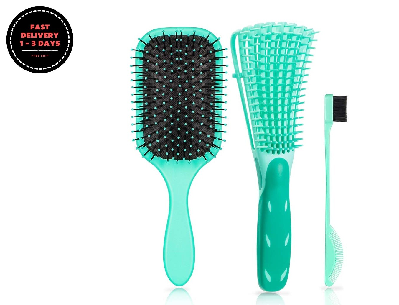 Juego de cepillos para el cabello rizados con 1 paquete de cepillos para cejas.