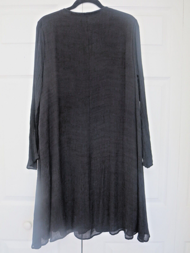 WRANGLER BLACK WRINKLED RAYON BLEND LONG SLEEVE LINING BOHO WESTERN DRESS XL - Picture 8 of 10