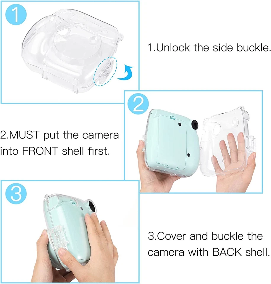 For Fujifilm Instax Mini 7+ Instant Film Camera Protective Case Hard Shell Cover - Image 3 of 4