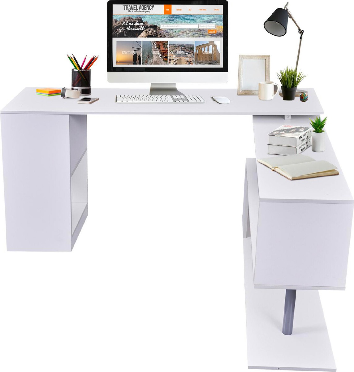 Scrivania Angolare Ufficio Studio Computer Legno 140x120x78 2cm - Main Image