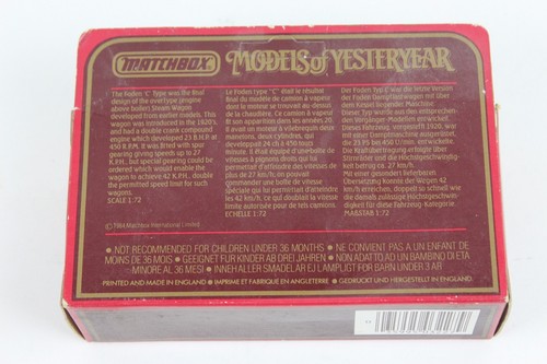 Matchbox Models Of Yesteryear Y-27 1922 Foden Steam Lorry Pickford's UK in Box - Picture 5 of 8