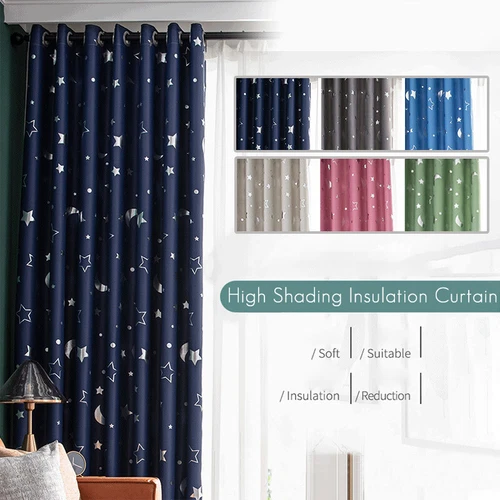 1 pieza cortinas de ventana oscuras estrella habitación aislamiento térmico niño dormitorio decoración regalo - Imagen 3 de 22