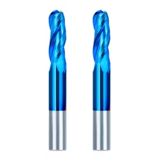 CNC Ball Nose End Mill 1/4" Shank Carbide Router Bit 3 Flute Nano Blue Coated
