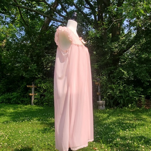 Vintage Pink Babydoll Negligee Nightgown Lingerie Sheer Double Layer Dorsay Sz S - Bild 6 von 10