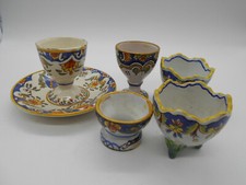 SUPERBE LOT DE 5 COQUETIER DIABOLO / SUR PLATEAU ...  EN FAIENCE DE DESVRES
