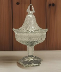 Northwood Clear Glass Candy Dish Grape And Cable Vintage Carnival Glass