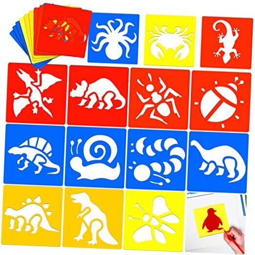 24 pieces stencils for kids sidewalk chalk stencil large animal ...