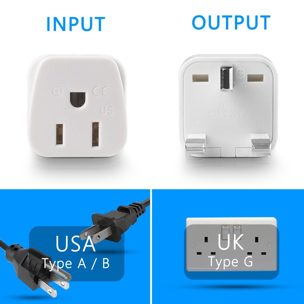 PC UK Travel Plug Adapter Copper UK Power Adapter US To UK Plug Adapter