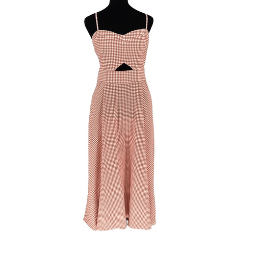 Hunter Bell Maxwell Midi Dress Terracotta Gingham Size 2 NWT $498 - Picture 3 of 14
