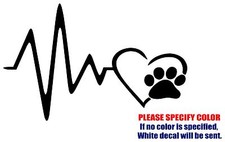 Heart Beat Paw Graphic Die Cut decal sticker Car Truck Boat Window Laptop 7"