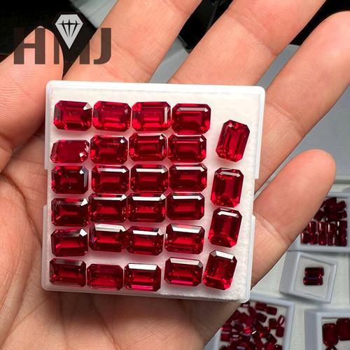 Lab Grown Ruby Pigeon Blood Red Ruby Emerald Cut AGL Certificate Loose Gemstones - Picture 7 of 12
