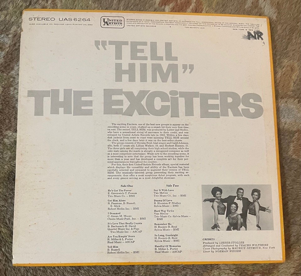 Excellent 1963 R&B/Soul LP THE EXCITERS "Tell Him" UA RECORDS 6264