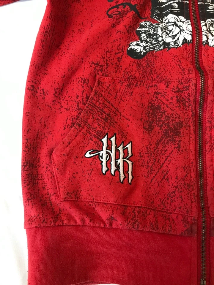 Headrush Womens "Death B4 Defeat" Zip-Up Hoodie RED Size XXS - Image 4 of 4