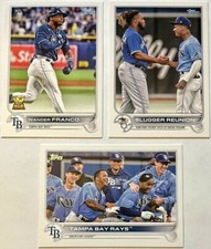 2022 Topps Series 1 Wander Franco #215 + #329 Slugger Reunion + #274 Rays Team