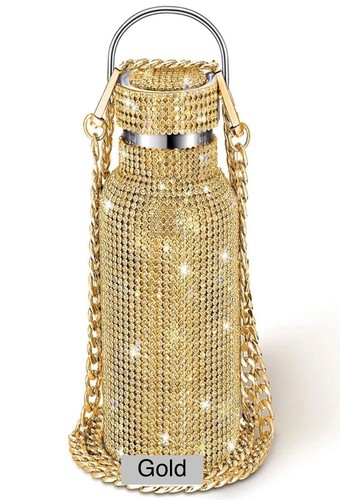 Botella térmica de agua adornada con diamantes de imitación cadena de acero inoxidable - 750 ml EE. UU. - Imagen 11 de 12