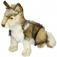 Plush Soft Toy Sitting Grey Wolf By Hansa. 32cm. Plush Soft Toy Sitting Grey Wolf By Hansa. 32cm.