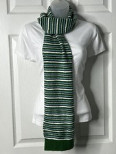 Vintage Knit Striped Rectangular Scarf - Navy, Green, White  Blue - EUC