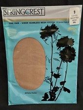 Vintage 1960s NOS Springcrest coffee colored seamless Nylon stockings size 9