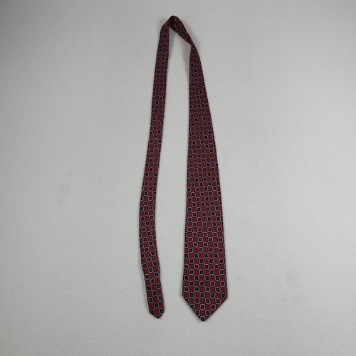 Cravatta da collo Brooks Brothers Makers rossa blu floreale geometrica 100% seta - Foto 2 di 6