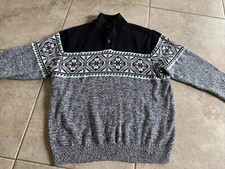 VINTAGE BLACK SIZE XL CHAPS PULLOVER 1/4 Button UP SWEATER 100 COTTON Holiday