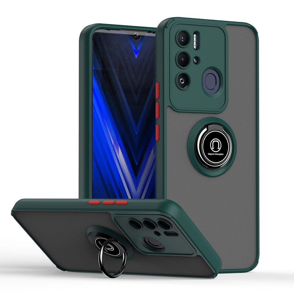 Shockproof Hybrid Armor Ring Holder Case for Tecno Pova Neo