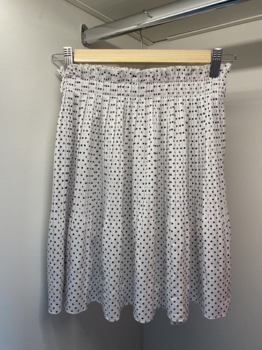 Pleated White Polka Dot Mini Short Skirt Size S/M