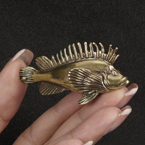 Statua pesce ottone oro drago pesce statuetta tavolo casa decorazione statua animale~ - Foto 2 di 5