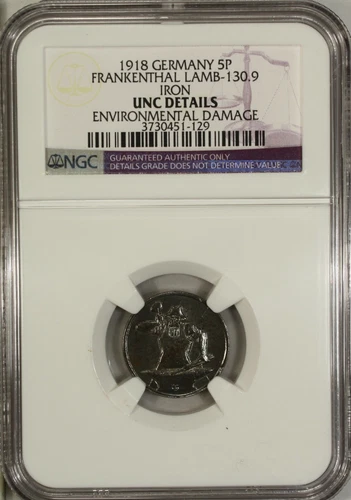 Germany 5 Pfennig 1918 NGC UNC Iron Frankenthal Lamb-130.9 Ironsmith