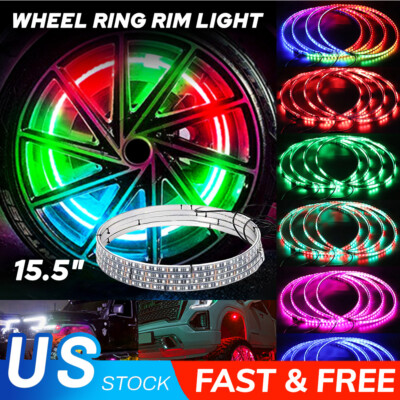 4PCS 15.5'' RGB Color Chasing LED Truck Wheel Rings Rim Lights For Jeep Wrangler
