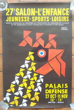 Hervé MORVAN Poster D'Epoca 1974 Salone Della Infanzia La Défense Coq Arte