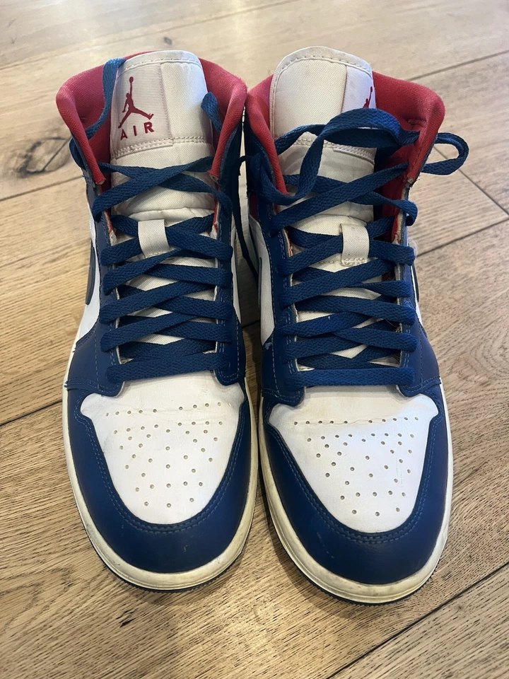 WMNS AIR JORDAN 1 MID Azul Francés Gimnasio Rojo Vela Blanco 9.5 W | M 8 Foto 3 de 4