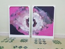 Quadri Moderni 2 pz. cm 43,5x63,5 Fatti a mano su Tela Arredamento Casa Arredo