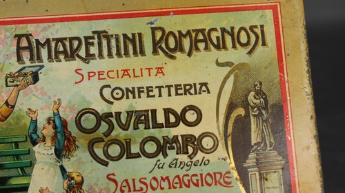 Antike Blechdose Werbung Konfekt Amarettini Romagnosi - Salsomaggiore - Bild 5 von 14