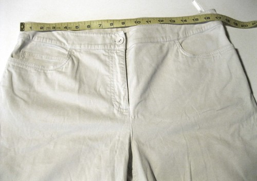 EILEEN FISHER Large Cream Beige Khaki Slacks 5 Pocket Zip Stretch Cotton Tencel - Picture 6 of 6