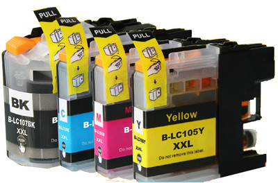 2 Sets+2 Extra Black of Brother LC-107 LC-105 for MFC-J4310 J4410 J4610 J4710DW