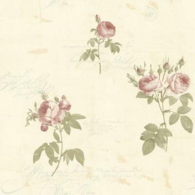 CG28861 - Rose Garden Roses Calligraphy Pink Galerie Wallpaper