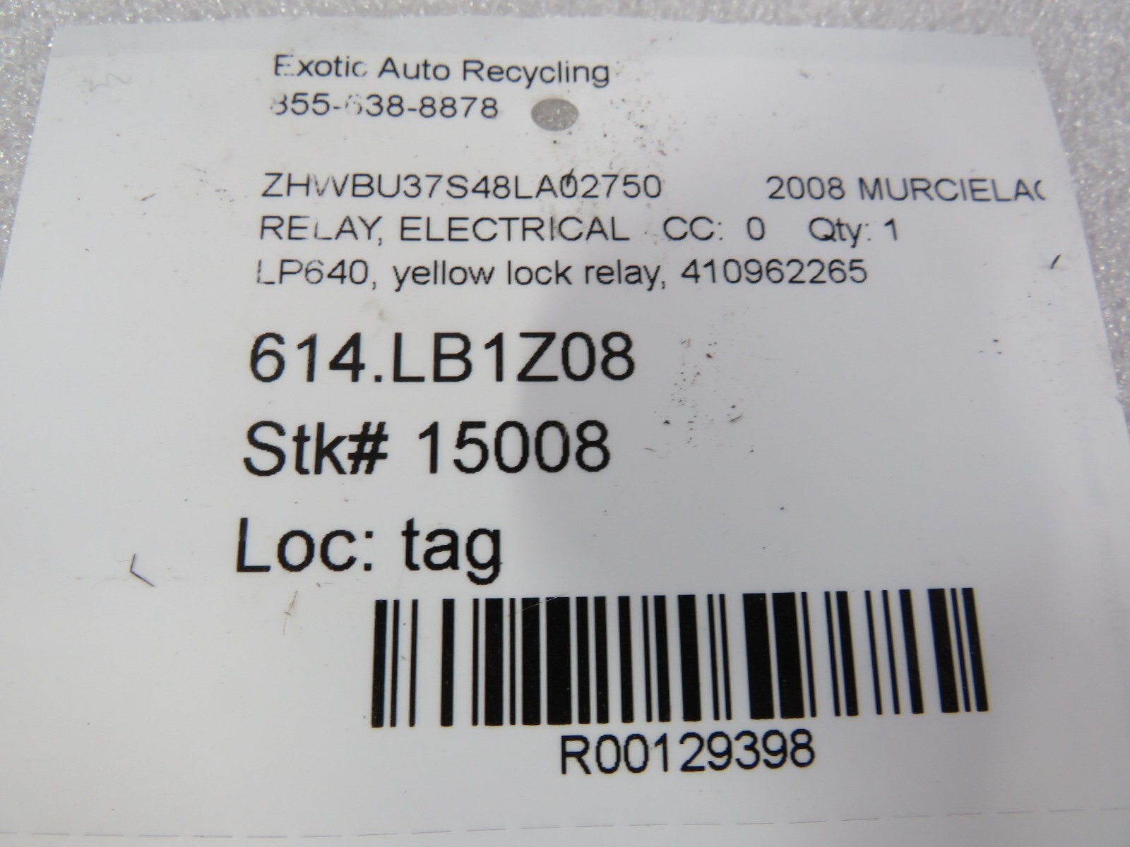 Lamborghini Murcielago, LP640, Lock Relay, Used, P/N 410962265