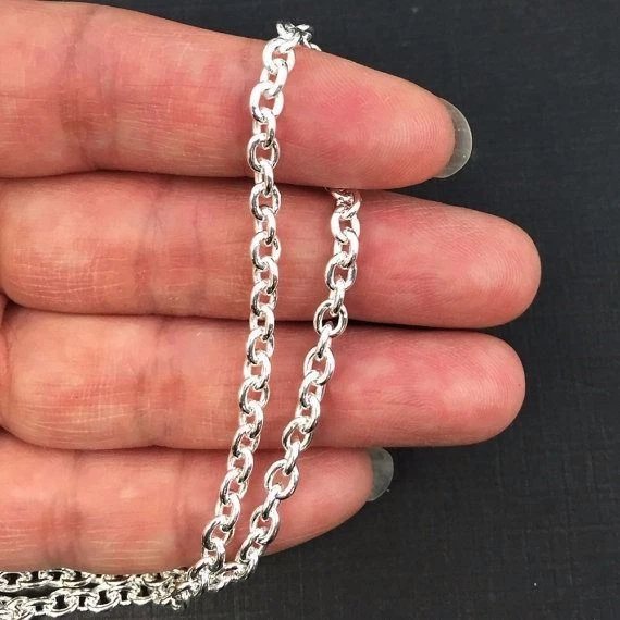 Sterling Silver 3.5mm Rolo Chain. Bulk unfinished sold by the foot.