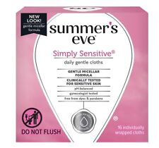 Summer's Eve Simply Sensitive Daily Gentle Feminine Cleansing Cloths, 16 Count