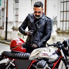 BLOUSON HOMME BIKER RETRO NOIR OLD SCHOOL COL CHEMISE PERFECTO taille M